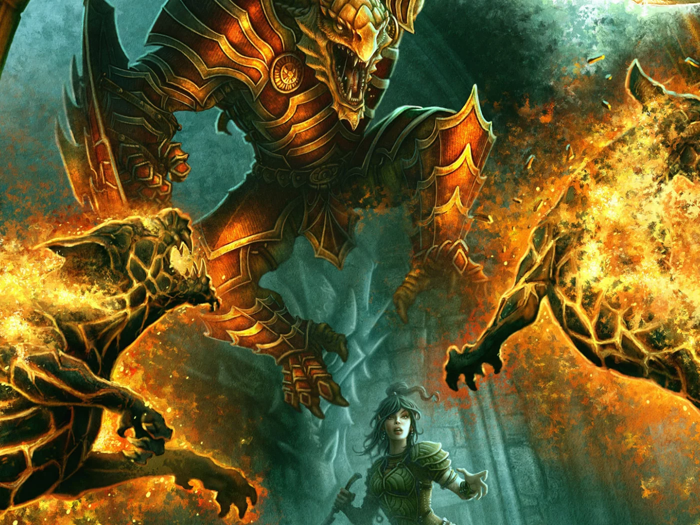монстры, art, рисунок, псы, огонь, девушка, художник, kerem beyit