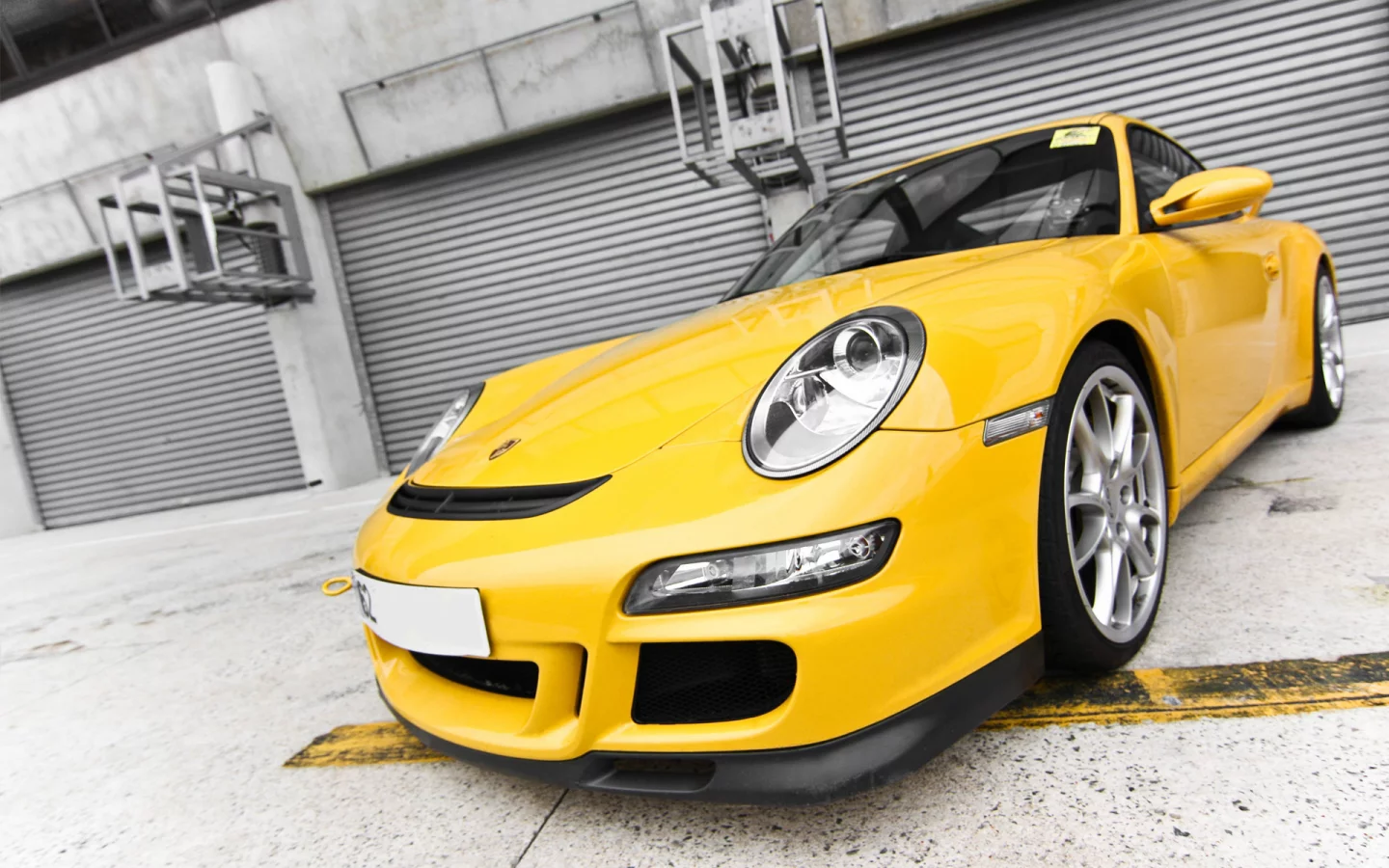 porsche 997 gt3, порше, приближение, суперкар, желтый, supercar