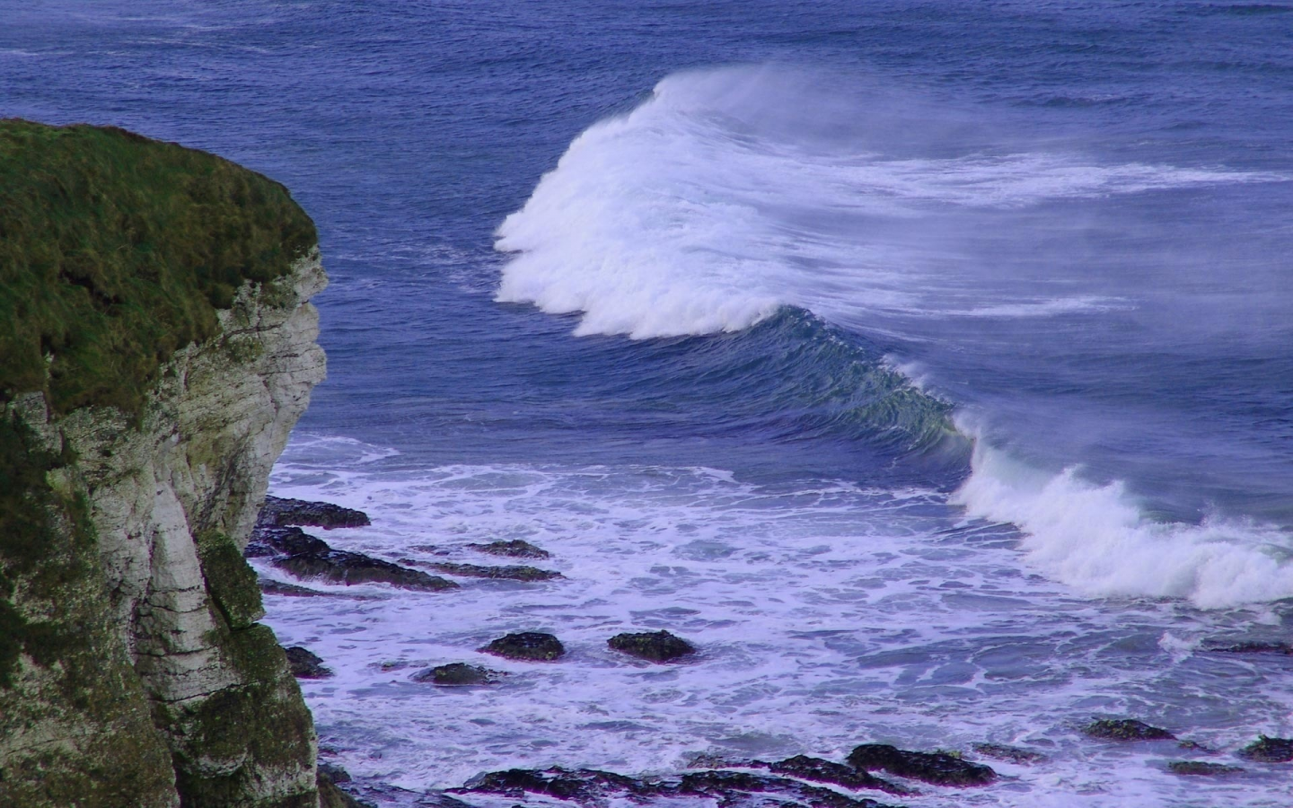 океан, обрыв, волны, природа, скала