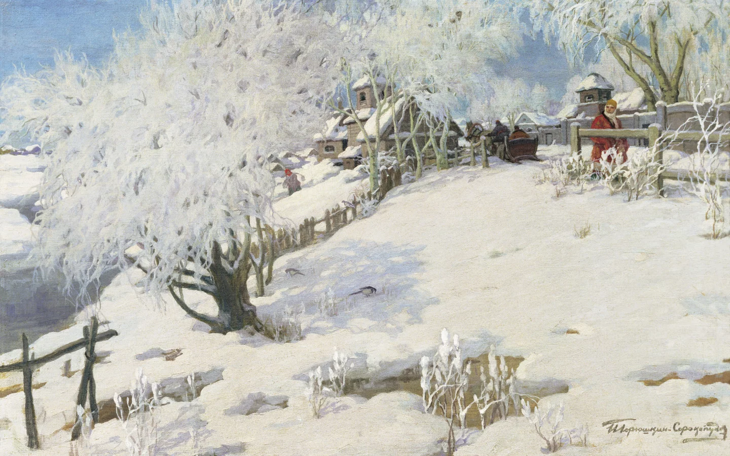 пейзаж, зима, картина