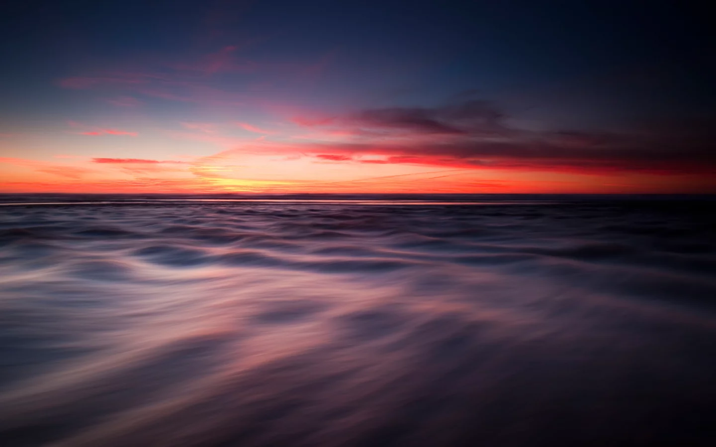 вечер, море, гладкость, небо
