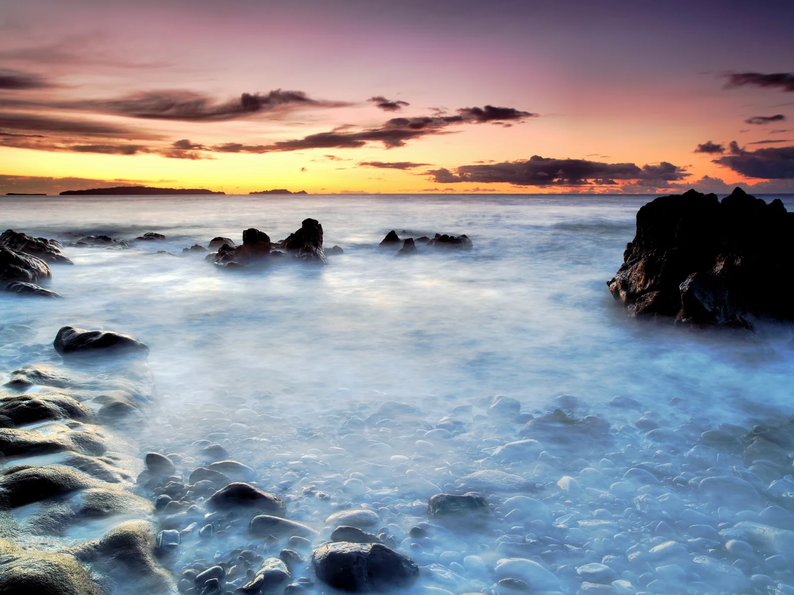 misty water, море, закат