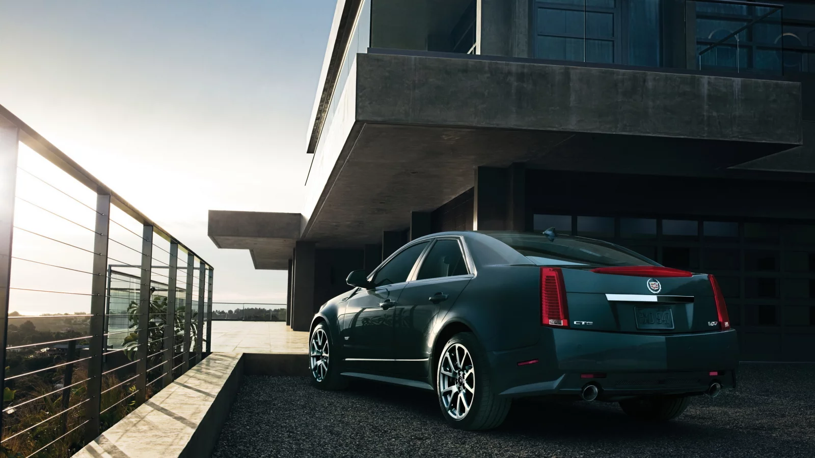 лучи, cadillac, дом, кадиллак, cts, солнце