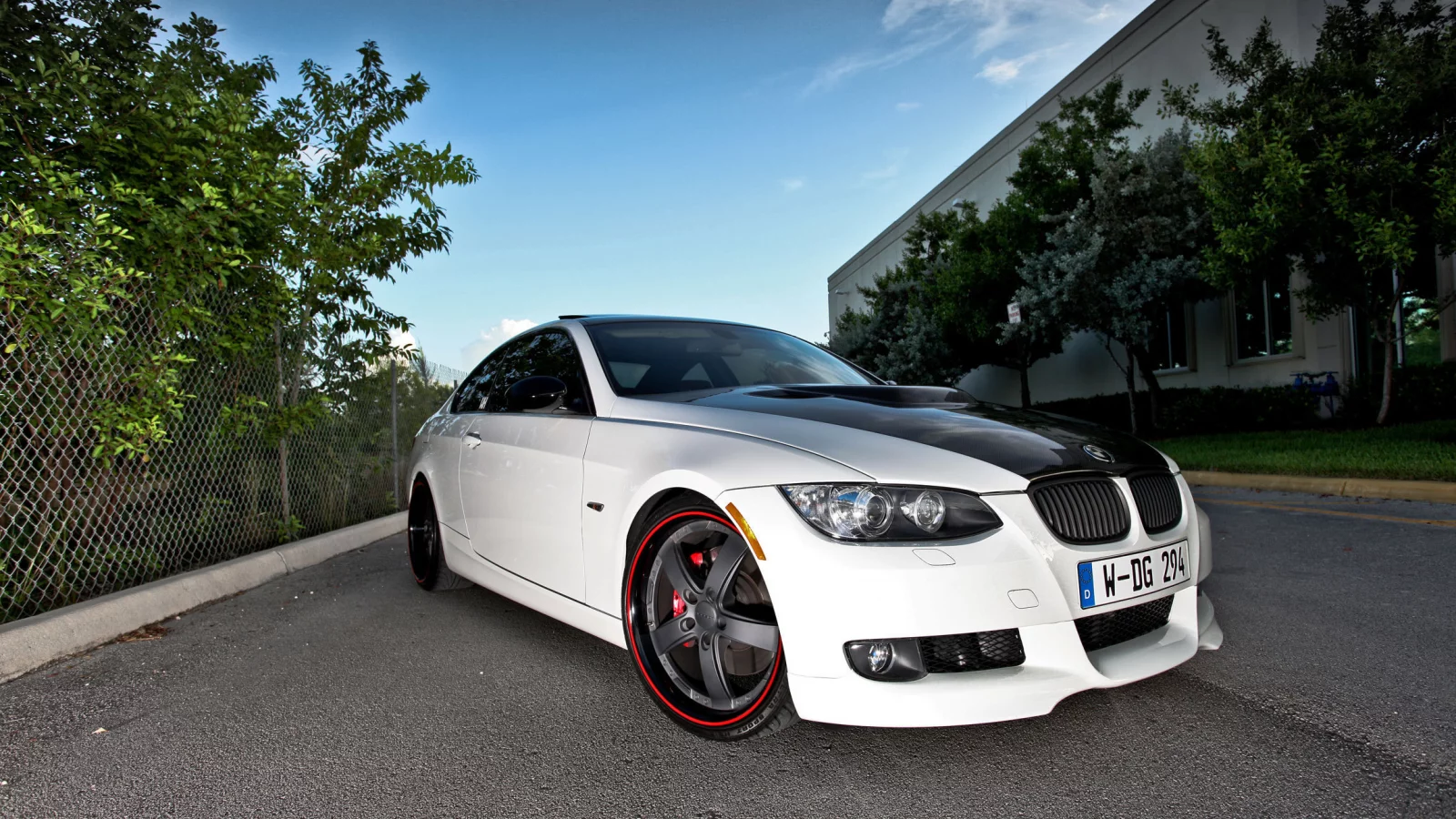 vossen, диски, небо, дорога, забор, bmw m3