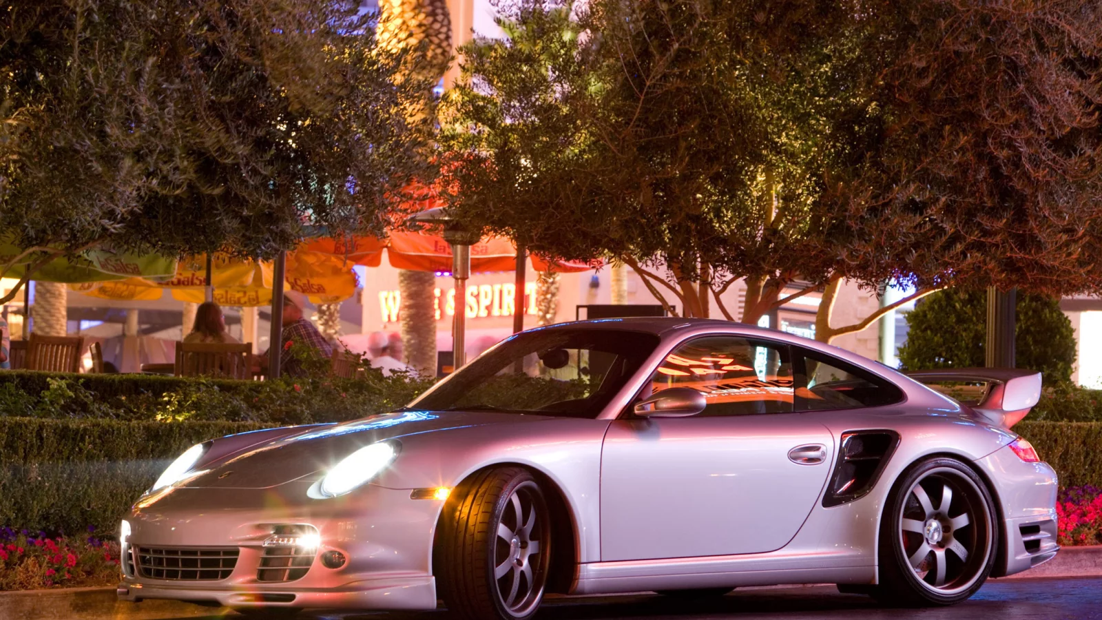 огни, porsche, 911, turbo, вечер, город