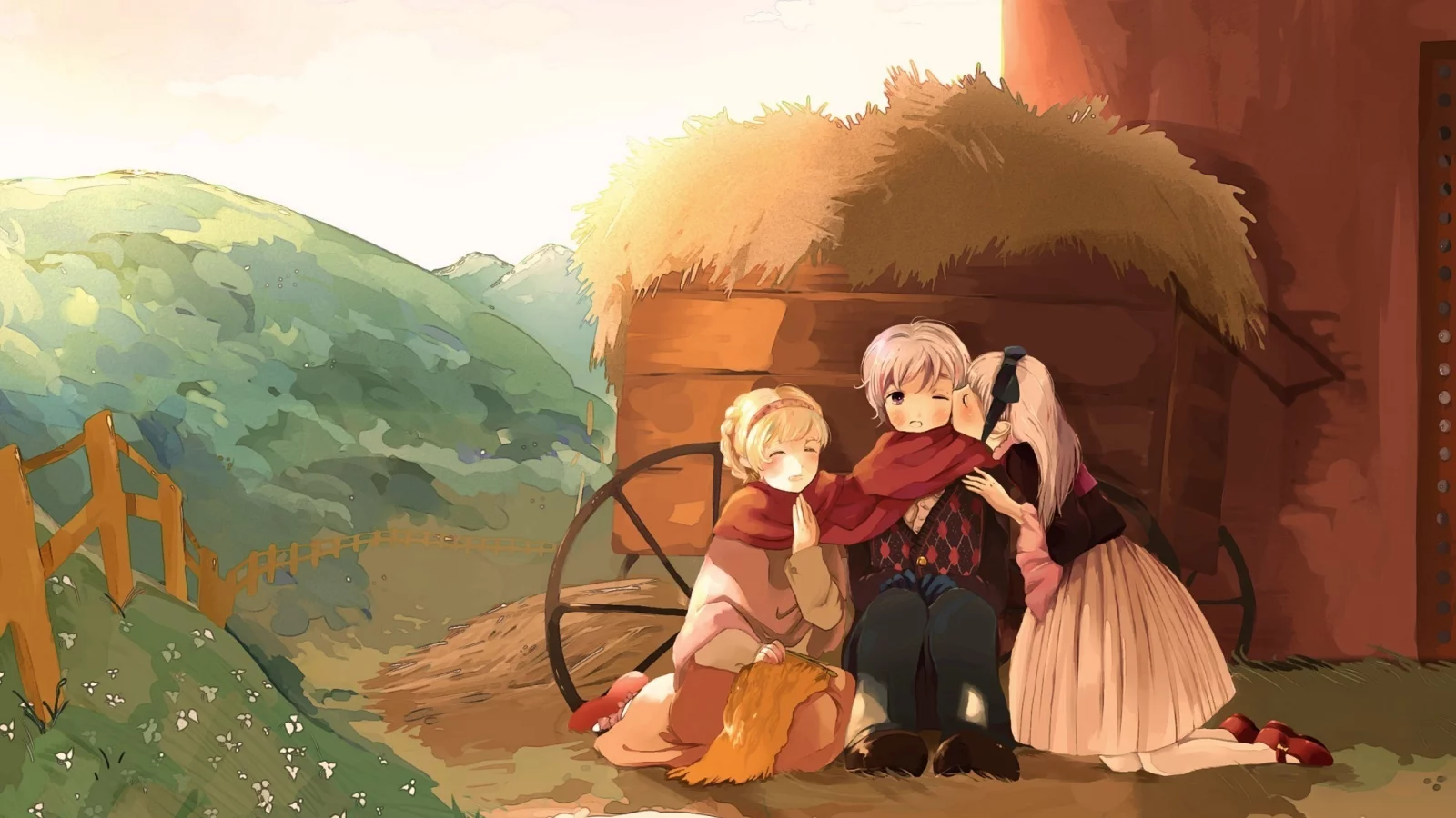 поцелуй, сено, хеталия, hetalia