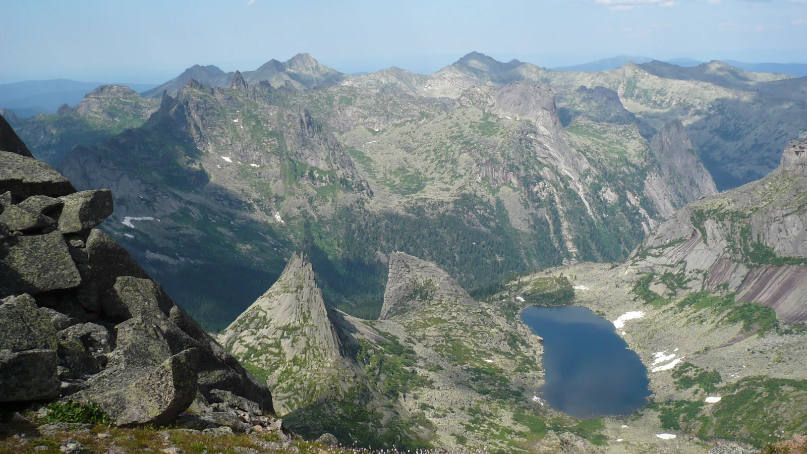 горы, скалы, парабола, небо, туман