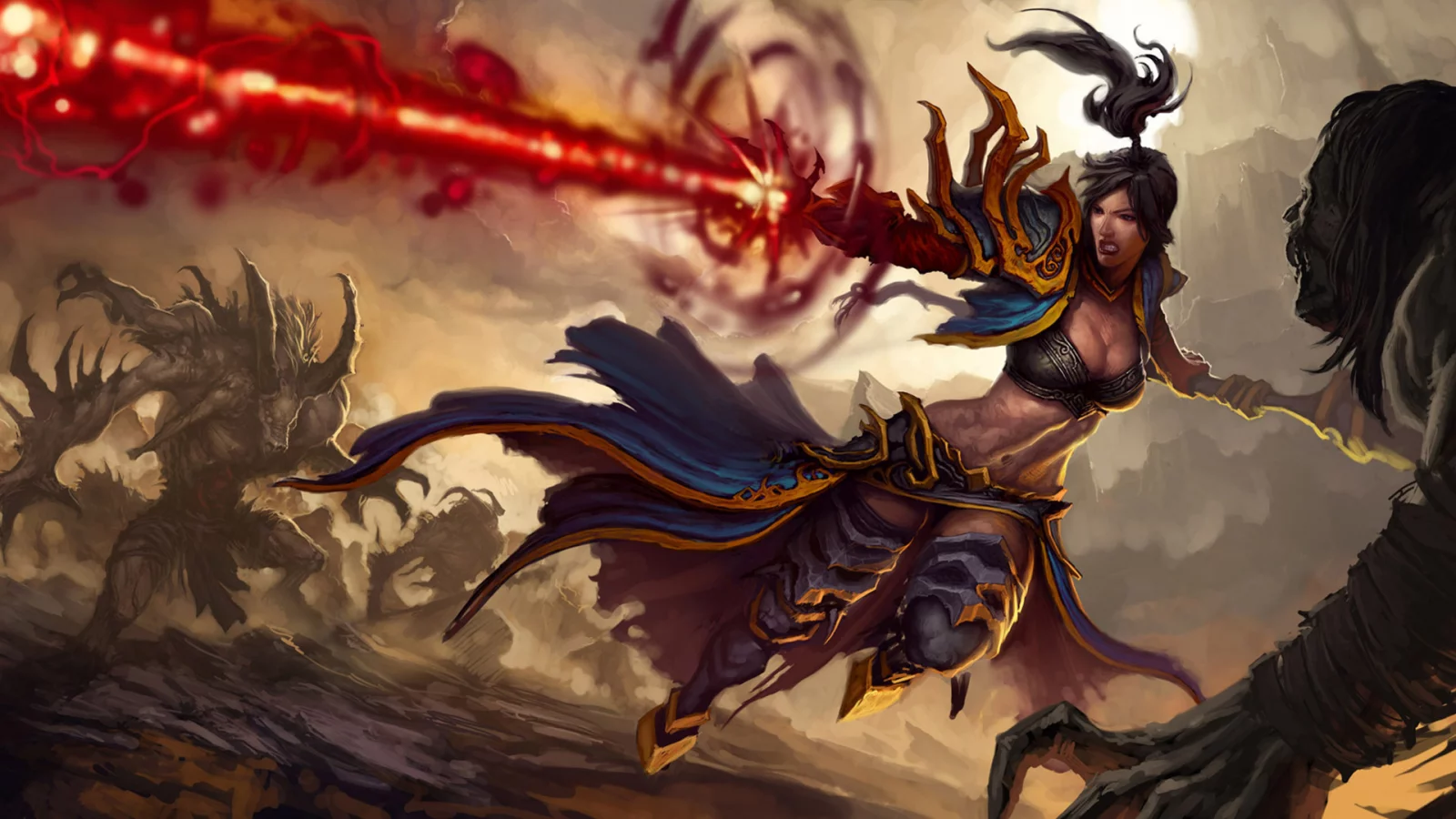 женщина, маг, монстры, посох, diablo 3, магия
