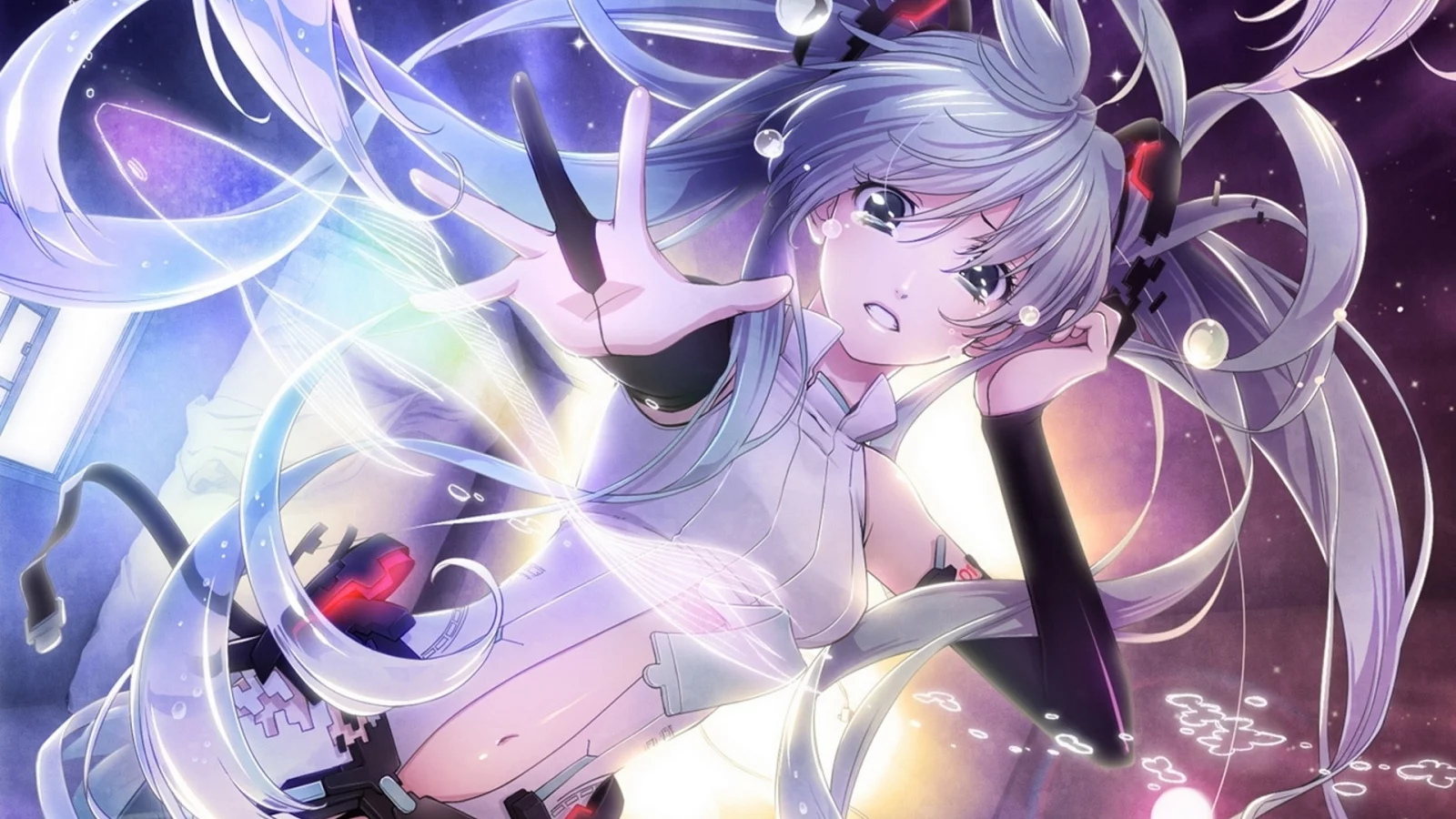 слёзы, рука, vocaloid, hatsune miku, вокалоид, волосы