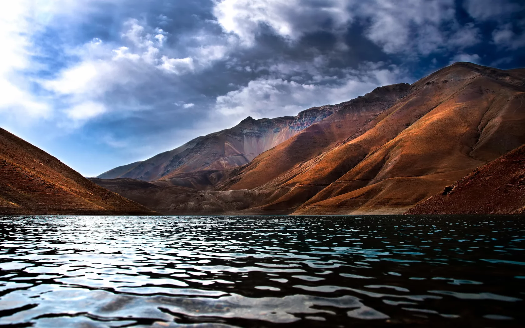 небо, озеро, iran, облака, горы, иран