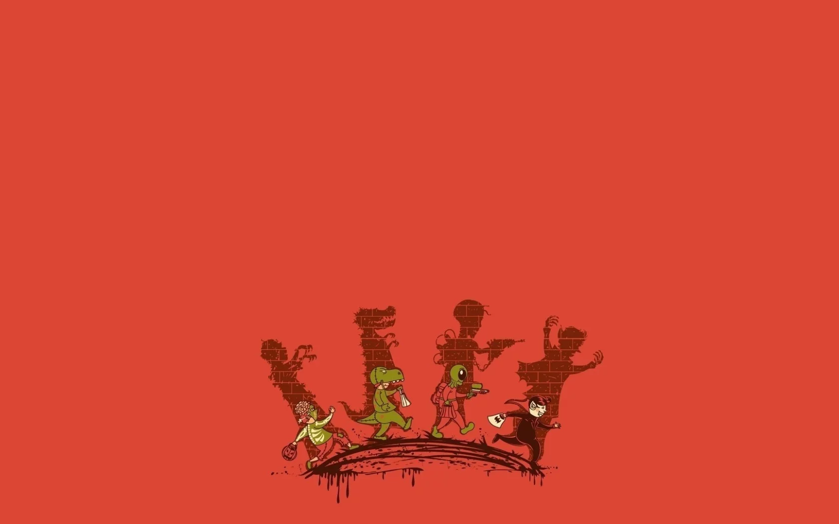 костюмы, фон, оранжевый, хеллоуин, люди