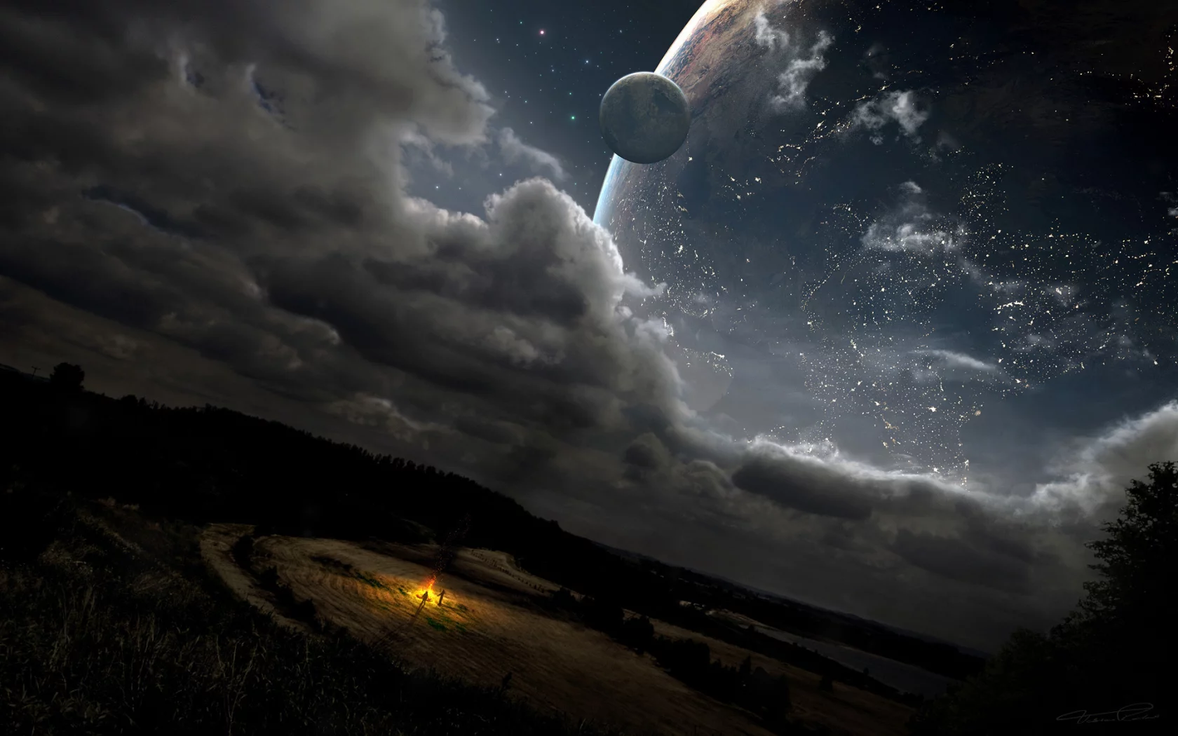 костёр, звезды, dream