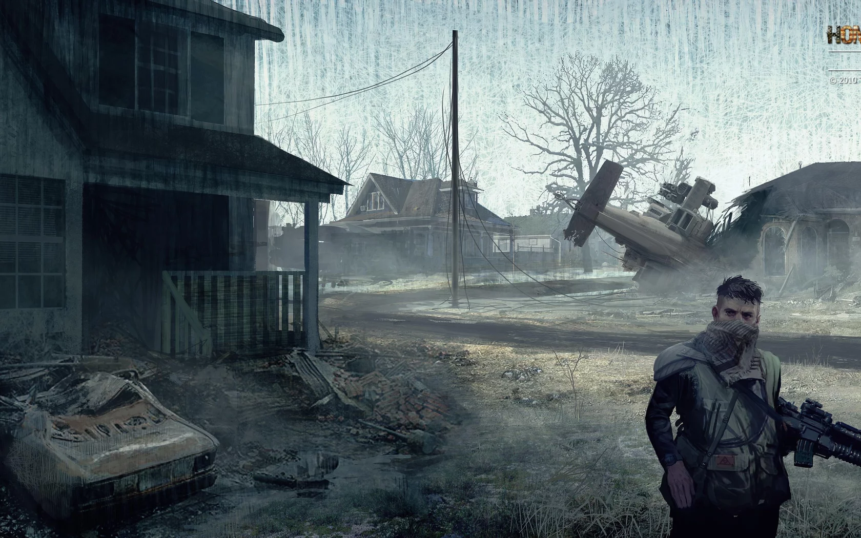 война, дома, homefront, машина, солдат, военный вертолет, деревня