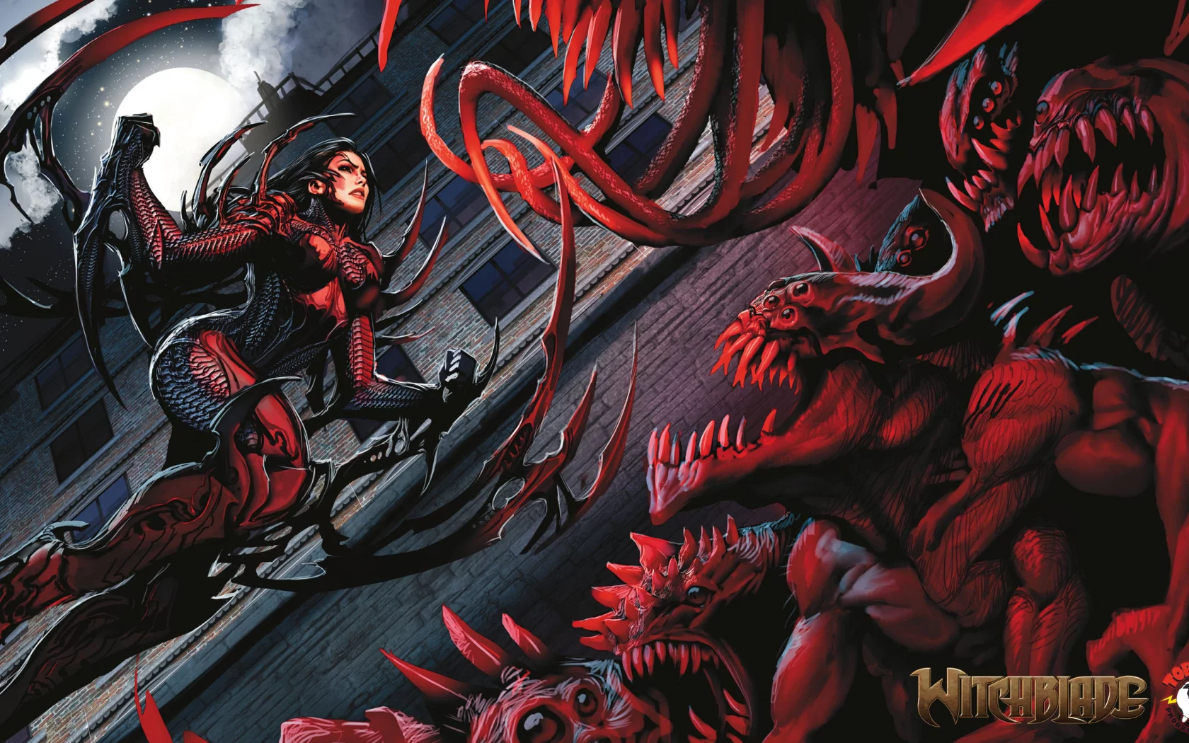 монстры, герой, witchblade, комикс, ночь