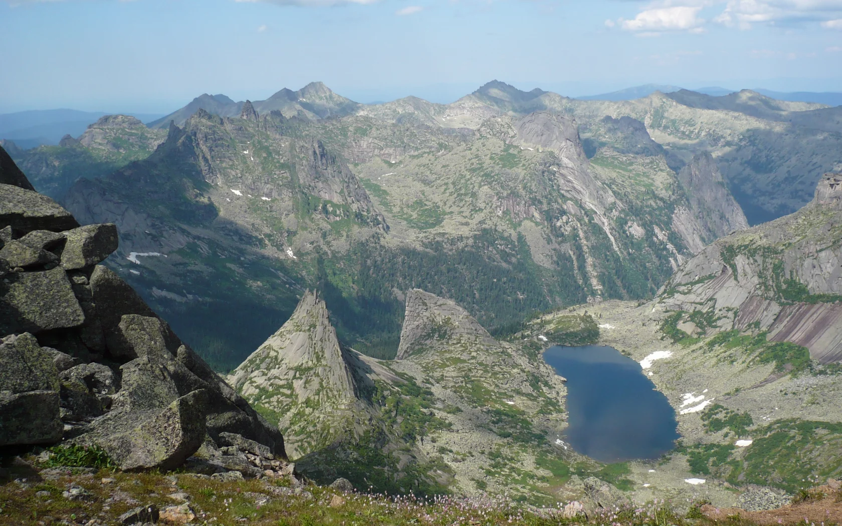 горы, скалы, парабола, небо, туман