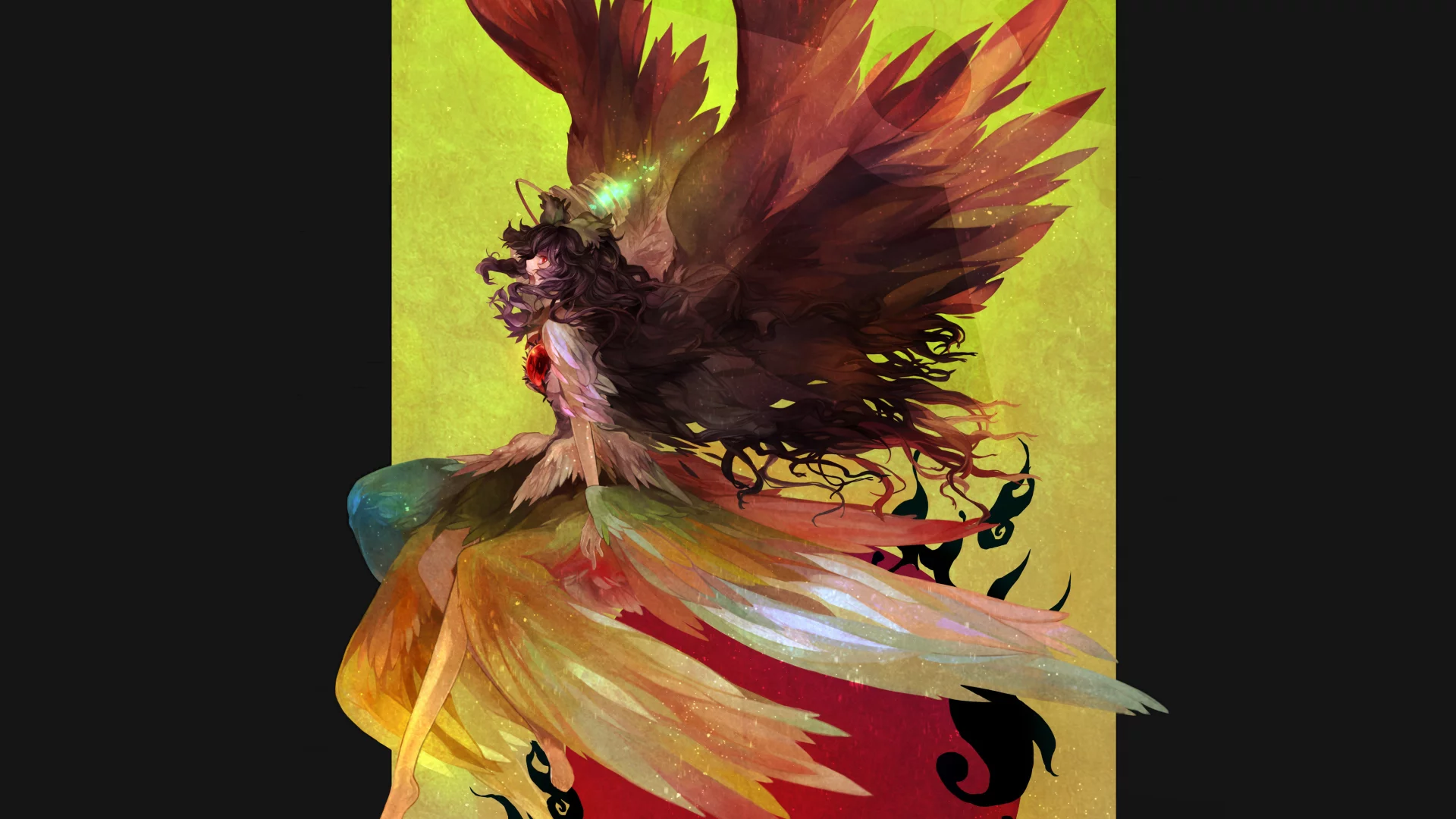 крылья, touhou, солнце, тоха