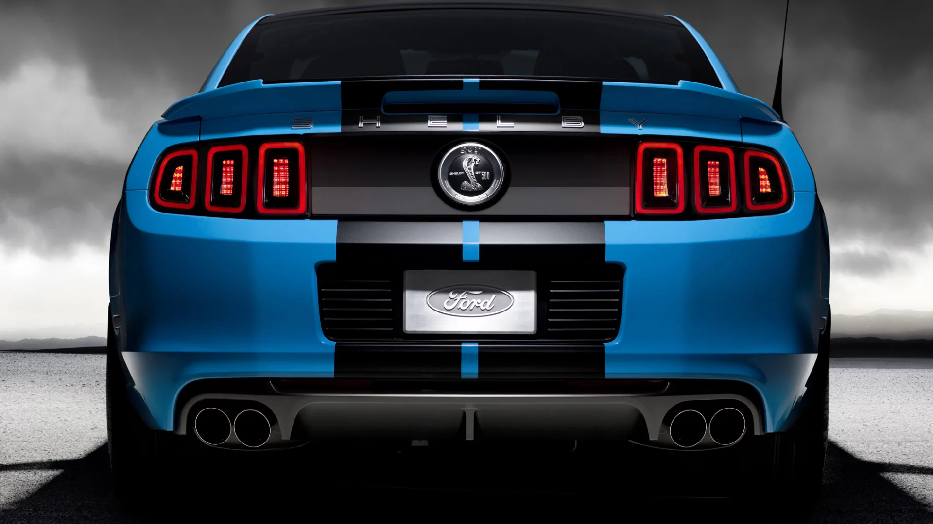 gt500, шелби, blue, задняя часть, ford, синий, мустанг, shelby, спортивные полосы, форд, mustang