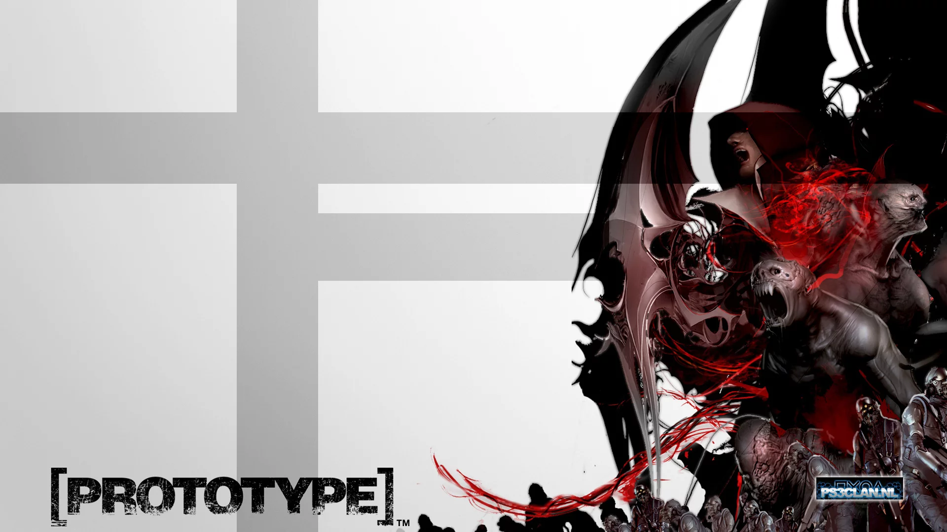 prototype, клинок, бело серый фон, капюшон, военные, монстры, зло
