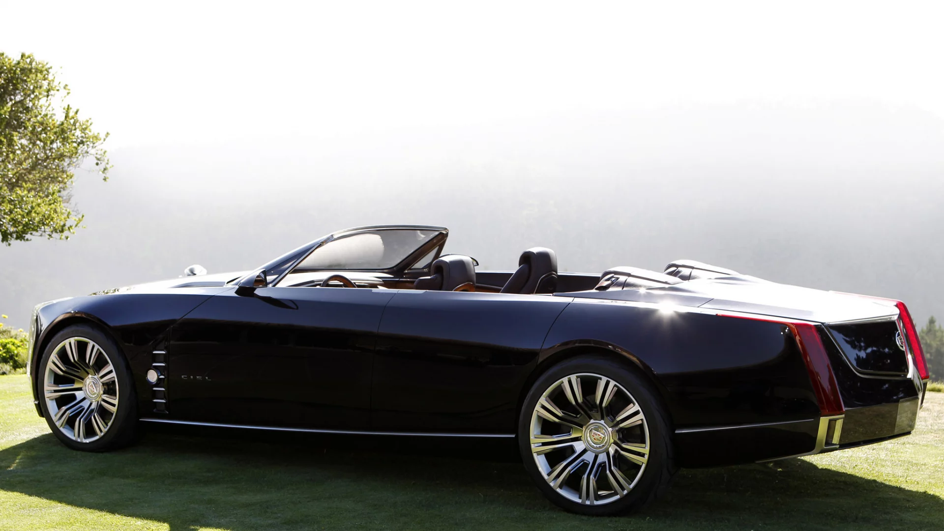 cadillac, кабриолет, ciel, сиэл, кадилак, concept, крутой, концепт, чёрный, эффектный, вид сзади