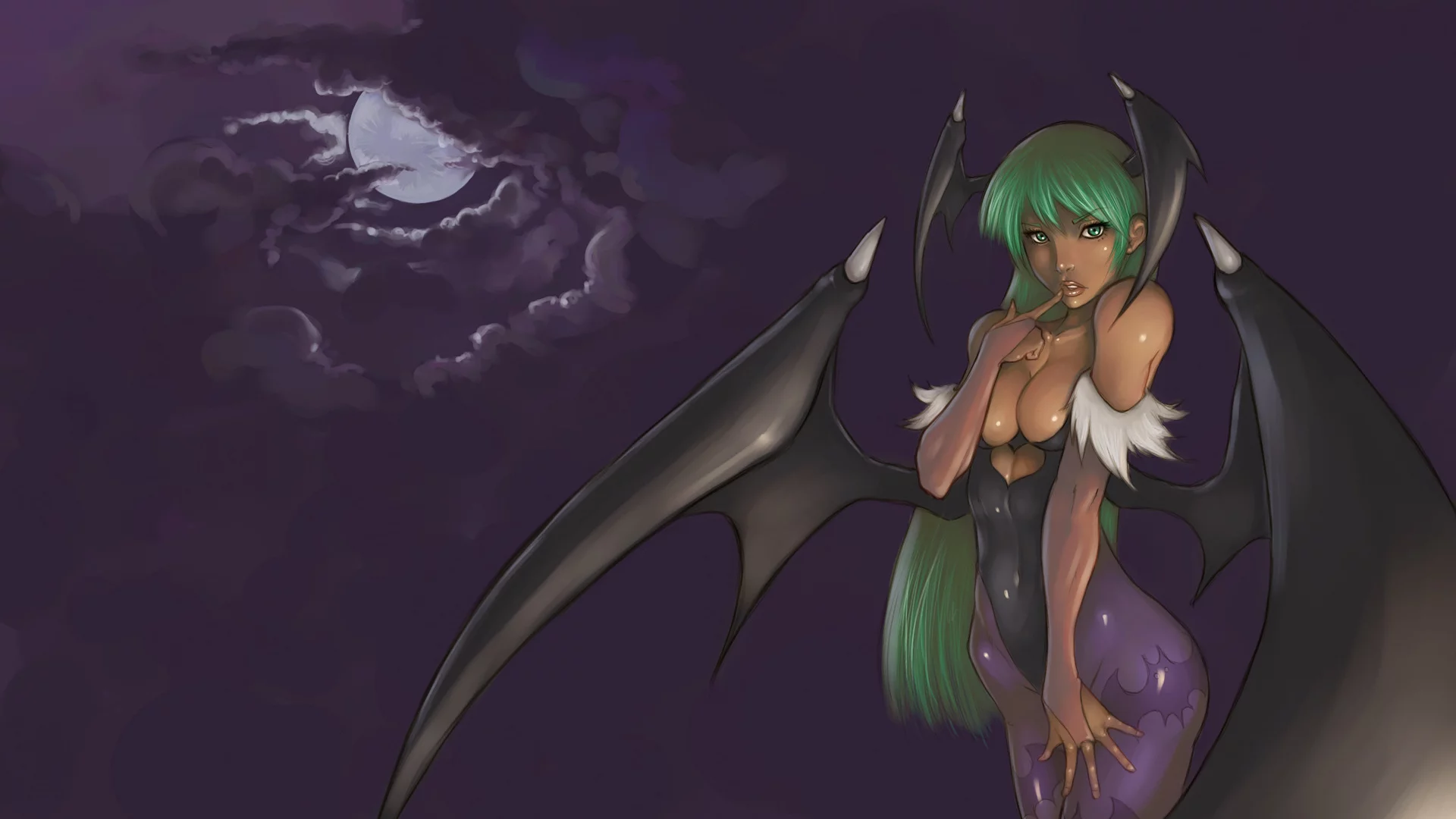 девушка, крылья, демон, morrigan