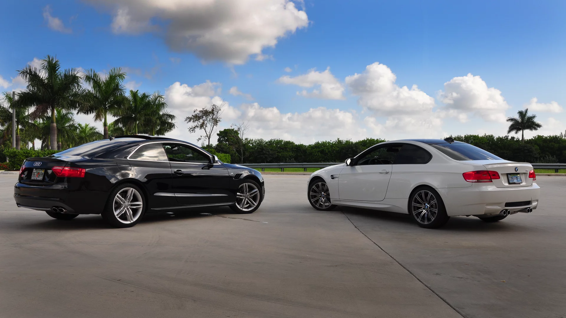 m3, audi, rs5, небо, bmw, белая, черная