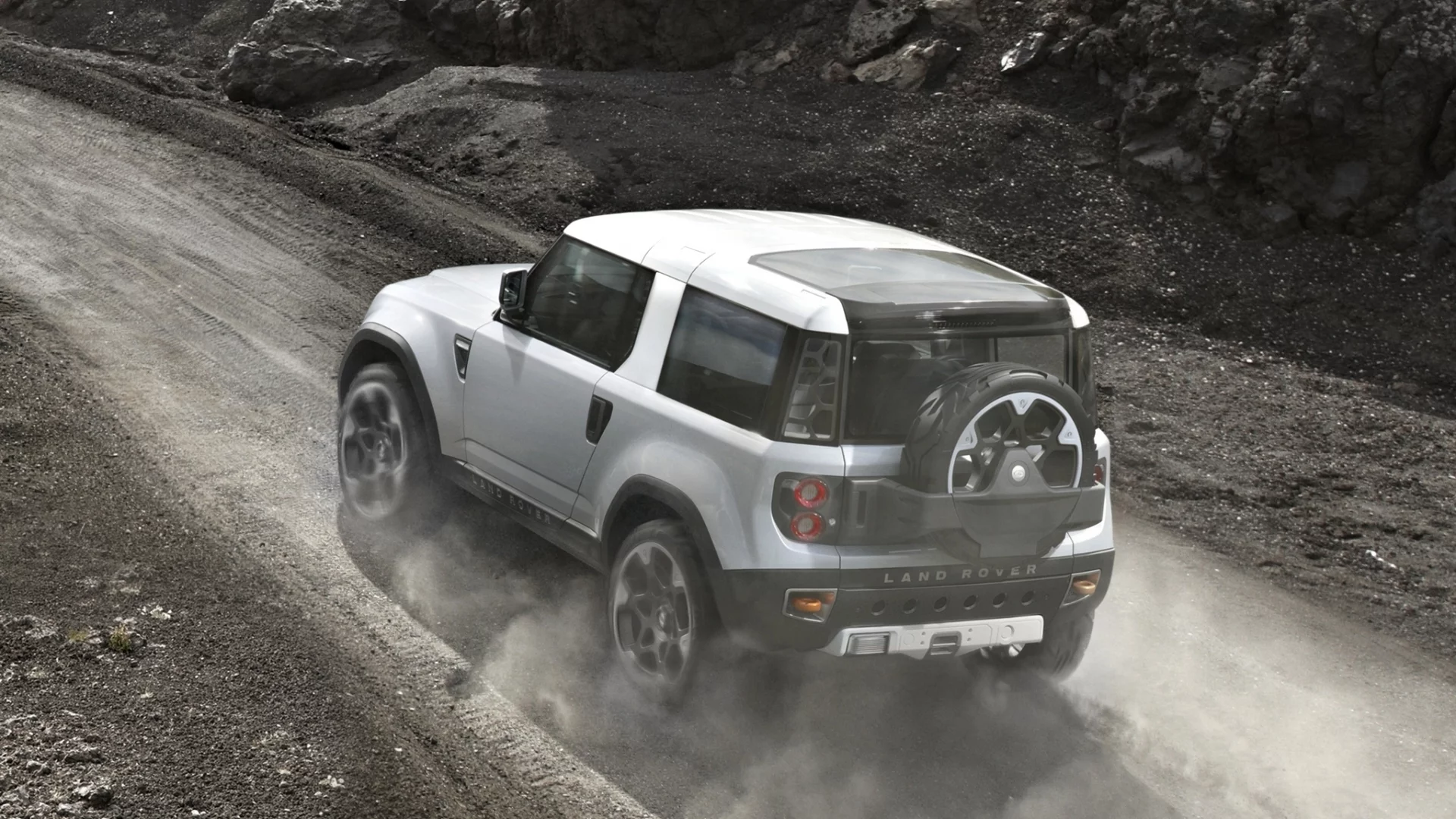 land rover, вид сзади, concept, ленд ровер, пыль, дс100, дорога, внедорожник, dc100, концепт, джип