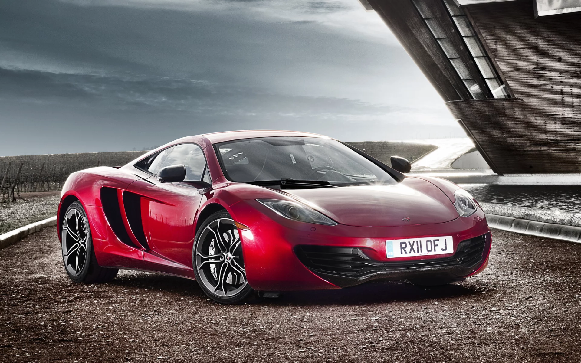 красный, mclaren, небо, макларен, mp4-12c, суперкар