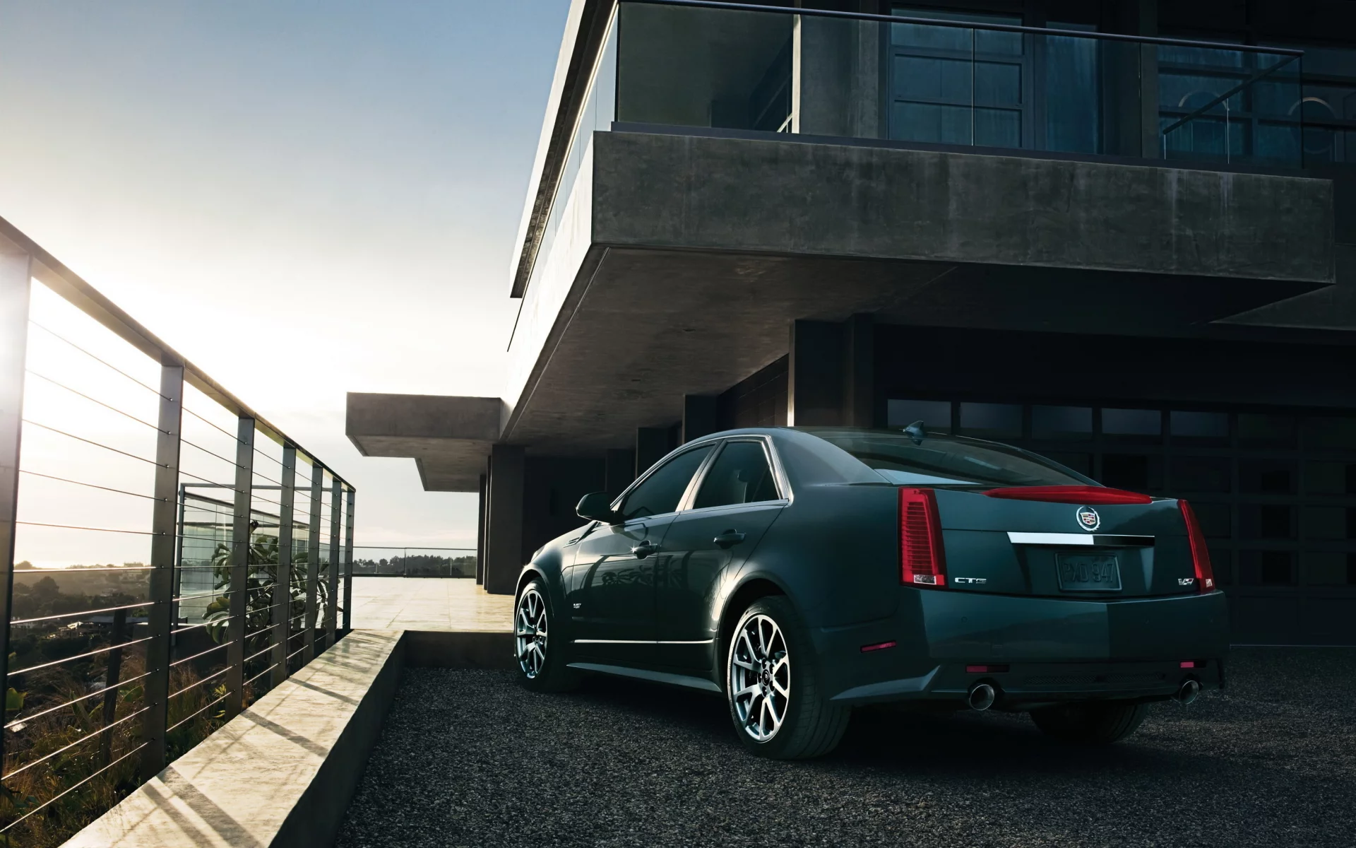 лучи, cadillac, дом, кадиллак, cts, солнце
