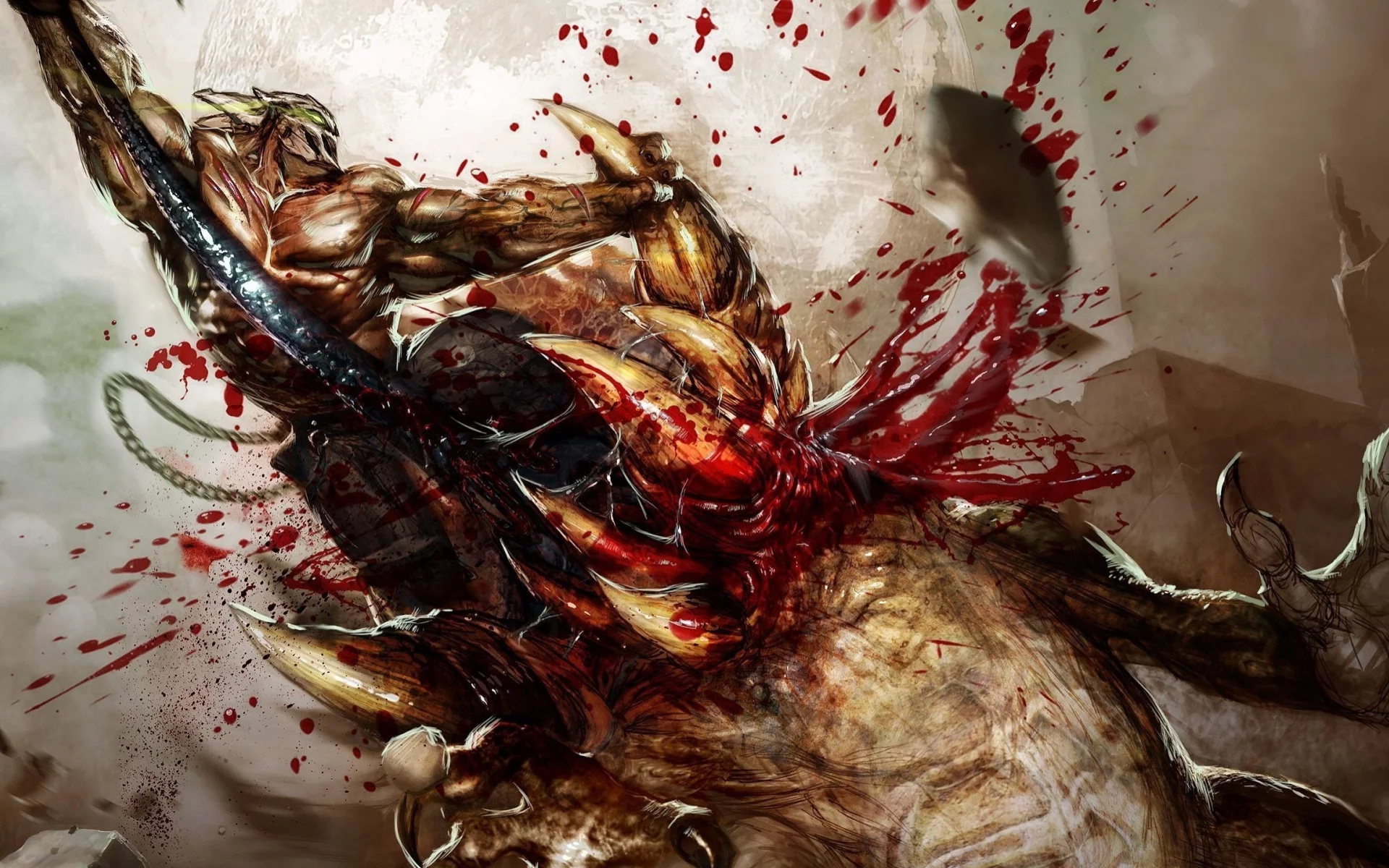 монстры, кровь, splatterhouse, кишки