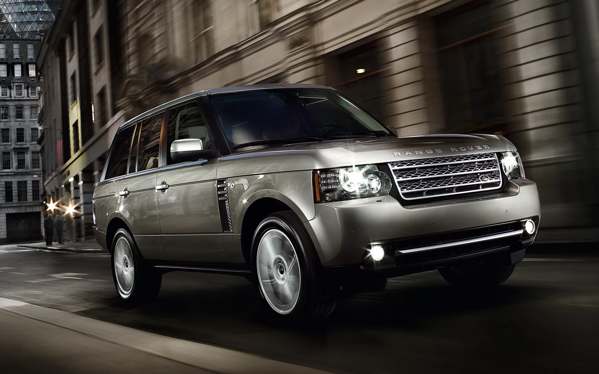отражение, ночь, блеск, range rover, хром