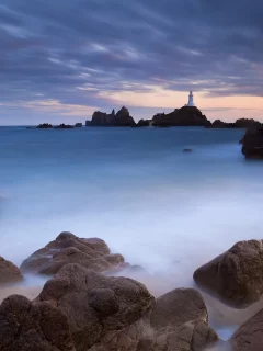 маяк, закат, скалы, камни, море