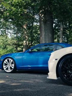 ss, chevrolet, cr-1, camaro, blue, деревья, white, синий, камаро, белый, cordon, шевроле