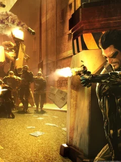 полиция, оружие, игра, deus ex, human revolution, дженсен