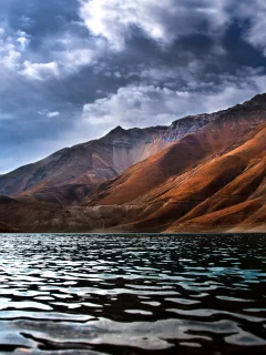 небо, озеро, iran, облака, горы, иран