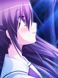 hyper highspeed genius, глаза, волосы, лес, tojoin kyoka, фиолетовые, девушка, луч