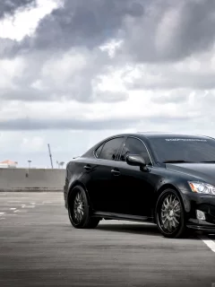 sf system forged, облака, парковка, лексус, is 350, небо, передняя часть, lexus, black, чёрный