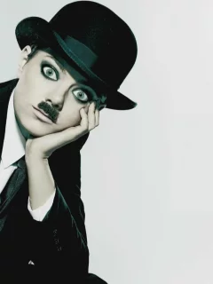 emma stone, чаплин, усы, роль, взгляд, chaplin, emma, эмма стоун, stone, шляпа