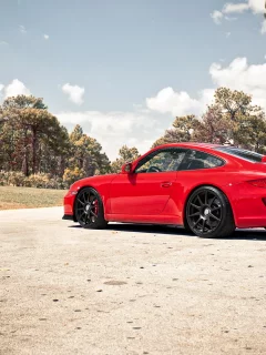 асфальт, 997 gt3, turbo, porsche, красная