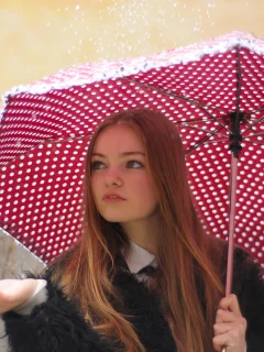 девушка, зонт, улица