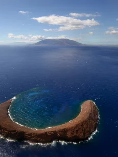 море, облака, остров, океан, небо, горы