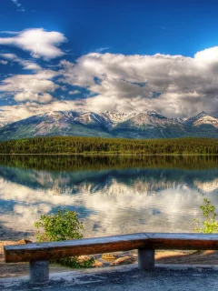 отражение, hdr, природа, горы, лес, озеро