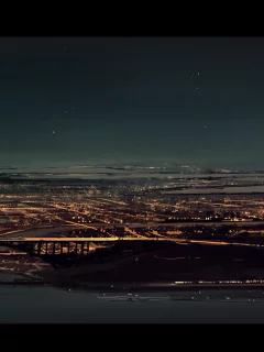 город, ночь, фонари