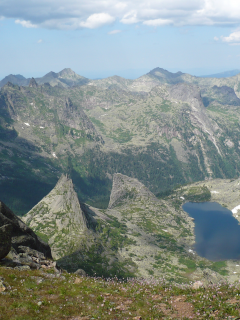 горы, скалы, парабола, небо, туман