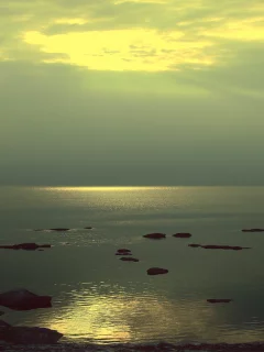 пляж, море, небо, закат
