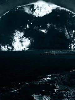 burning coast, italy, light in night