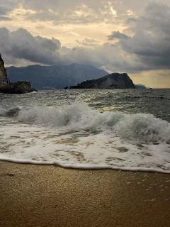 волны, море, пляж