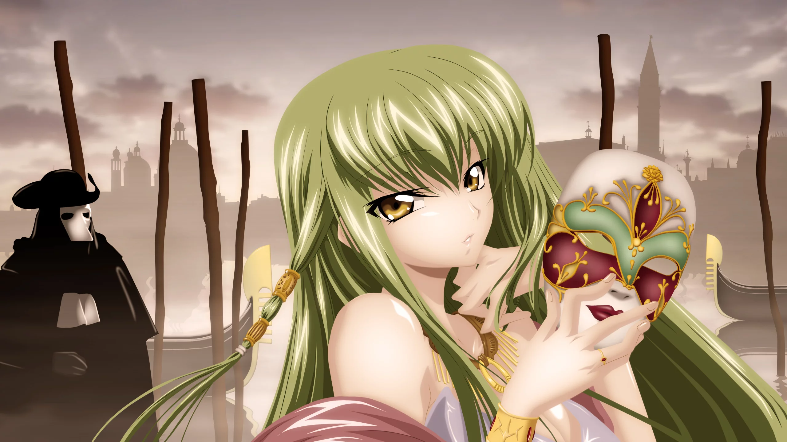 венеция, code geass, девушка, маска, аниме