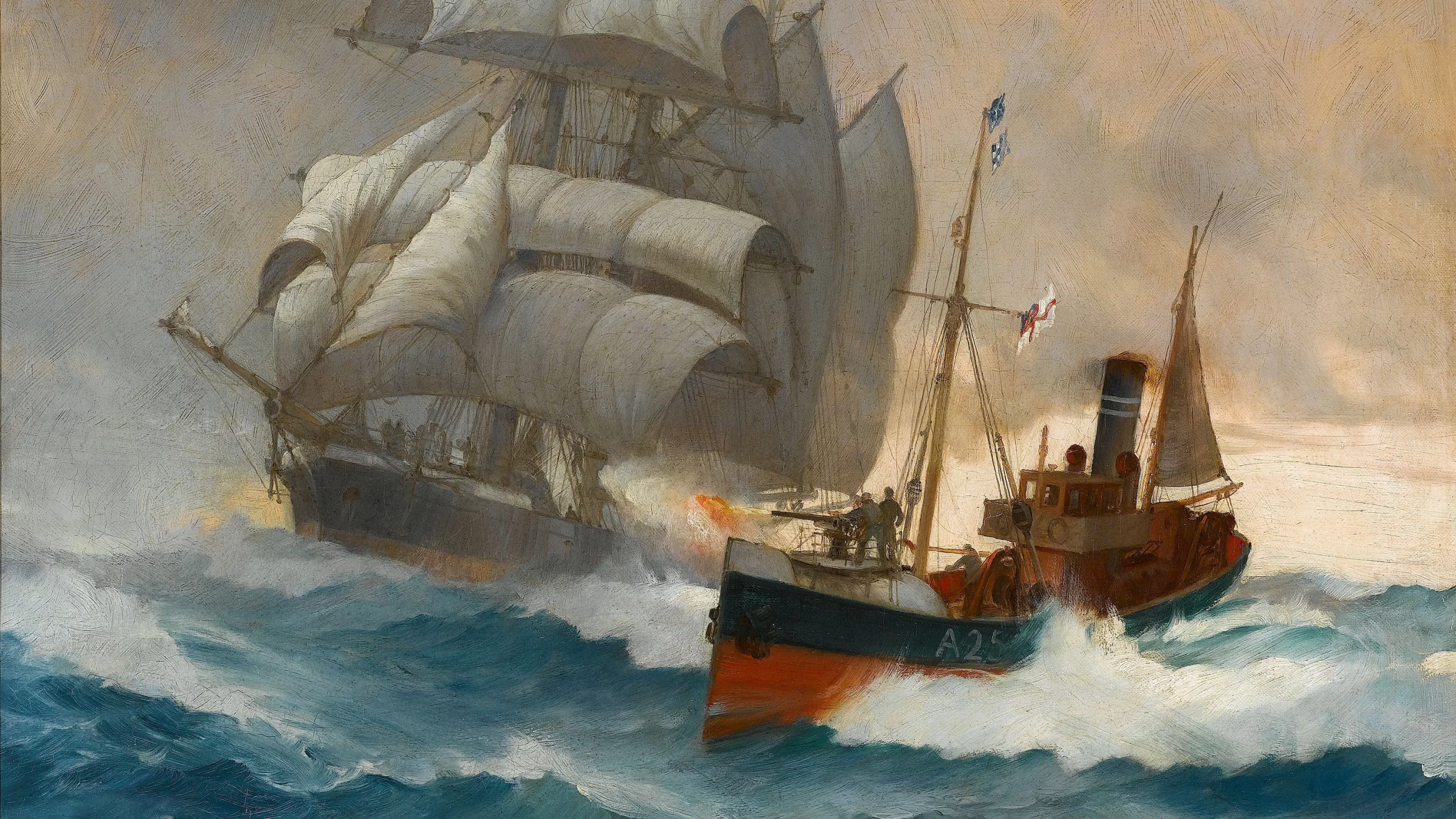 волны, парусник, корабль, boat, клипер, clipper, montague dawson, море