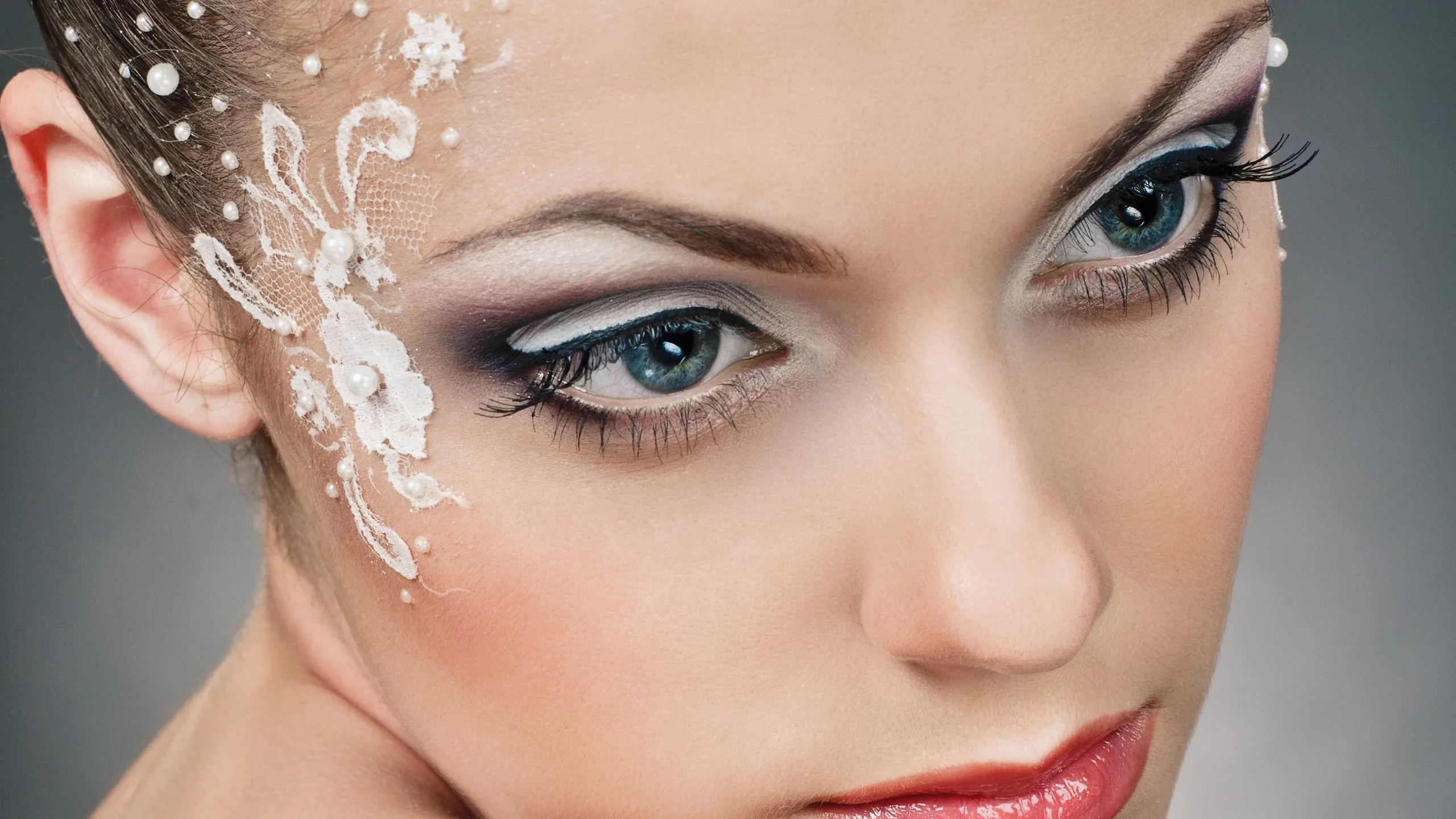 макияж, девушка, лицо, макро, глаза, make-up