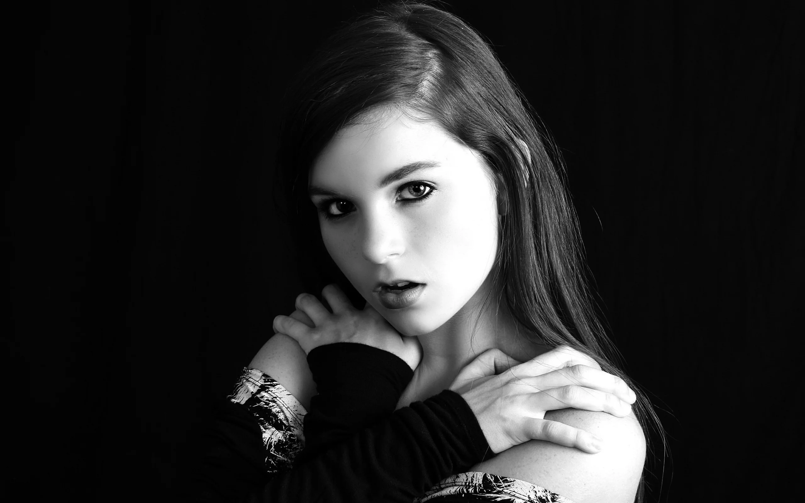 black & white, милая, красивая, портрет
